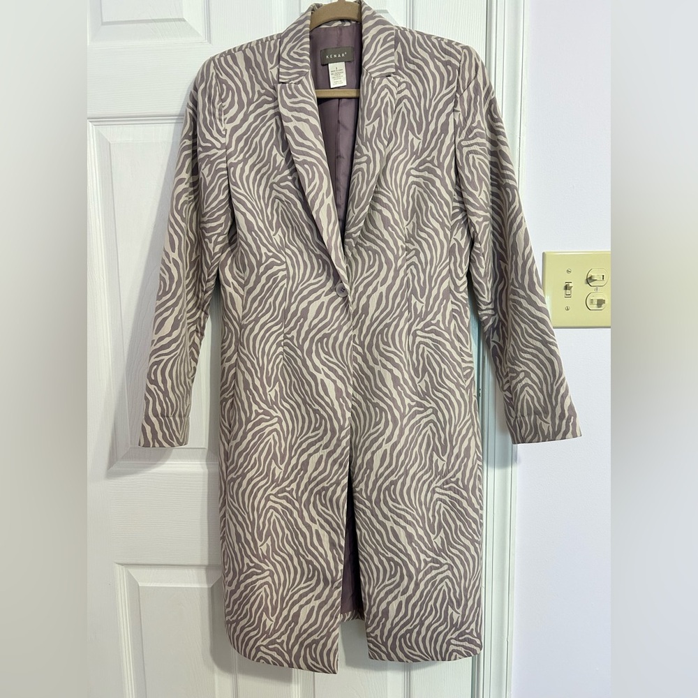 Kenar Pink and Cream Zebra Print Blazer Coat